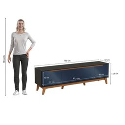 Rack Kappesberg 3 Portas Preto Fosco/azul Profundo 180cm - 4