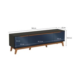 Rack Kappesberg 3 Portas Preto Fosco/azul Profundo 180cm - 3