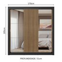 Ver mais imagens de Guarda-roupa Casal 3 Portas de Correr com Espelhos Preto/rustic Nobre Madesa Preto/rustic