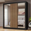 Ver imagem 1 de Guarda-roupa Casal 3 Portas de Correr com Espelhos Preto/rustic Nobre Madesa Preto/rustic