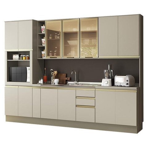 Cozinha Completa 8 Peças Connect Duna/cristal com Aéreo Vidro e Rodapé - Móveis Henn