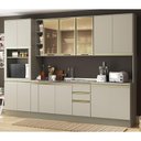 Ver imagem 2 de Cozinha Completa 8 Peças Connect Duna/cristal com Aéreo Vidro e Rodapé - Móveis Henn