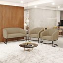 Ver imagem 7 de Sofá Namoradeira e 2 Poltronas Base Industrial Preto Stella Suede D03 - D'Rossi Cor Marrom Rato