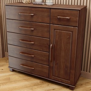 Cômoda 6 Gavetas e 1 Porta Ouro - Café finestra