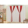 Cortina Rafaela para Sala Quarto 4 Metros Vermelho/ Branco - 1
