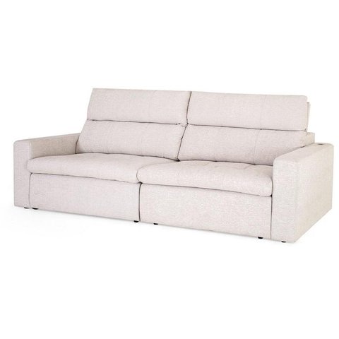 Sofa Retratil Rosoft Linho Branco Usb Acoplado 220cm - 62533