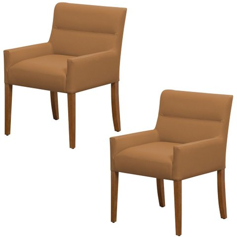 Kit 2 Cadeiras para Mesa de Jantar Angel Base Madeira Corano Caramelo - Nexta Casa