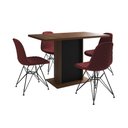 Ver imagem 6 de Mesa Jantar Londres Tampo Amêndoa 120cm Base Preta 4 Cadeiras Ferro Preto Estofado Vermelho