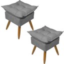 Ver imagem 1 de Kit 2 Puff Decorativo Quadrado para Sala Quarto Penteadeira Recepção Alice Pé Palito Castanho Suede