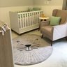 Tapete Quarto Infantil Rosto Leão Cinza Redondo - 1,20 diam - 6