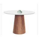 Ver imagem 1 de Mesa de Jantar Cone Mel Tampo Redondo com Vidro 1,20 Cm - Off White **somente a Mesa**