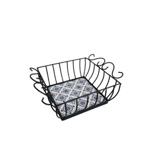 Fruteira de Mesa Quadrada Ferro Rustica com Ladrilho