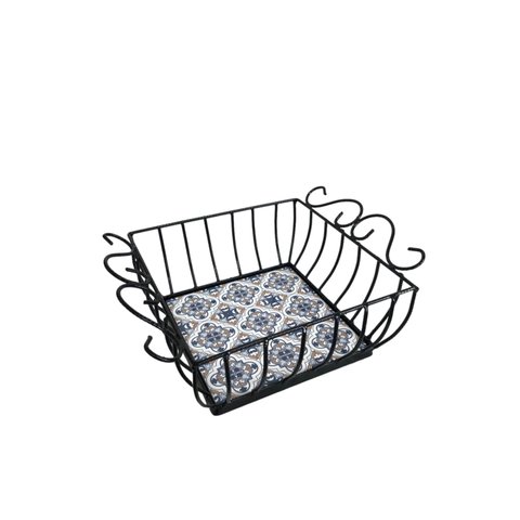 Fruteira de Mesa Quadrada Ferro Rustica com Ladrilho