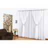 Cortina Varão Voil Branco 4,00x2,60 Com Forro Ilhós Fivelas - 1