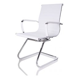 Cadeira Interlocutor Secretária Pés Fixos Esteirinha Branca - Traseira Preta - 5