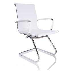 Cadeira Interlocutor Secretária Pés Fixos Esteirinha Branca - Traseira Preta - 8