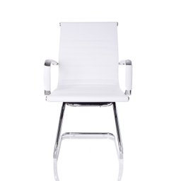 Cadeira Interlocutor Secretária Pés Fixos Esteirinha Branca - Traseira Preta - 2