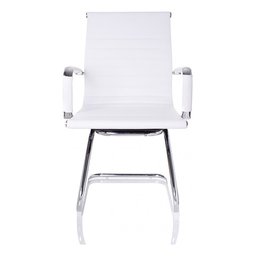 Cadeira Interlocutor Secretária Pés Fixos Esteirinha Branca - Traseira Preta - 7