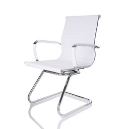 Cadeira Interlocutor Secretária Pés Fixos Esteirinha Branca - Traseira Preta - 1