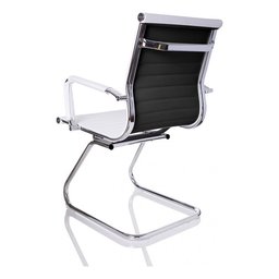 Cadeira Interlocutor Secretária Pés Fixos Esteirinha Branca - Traseira Preta - 9