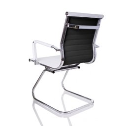 Cadeira Interlocutor Secretária Pés Fixos Esteirinha Branca - Traseira Preta - 4