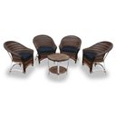 Ver imagem 1 de Conjunto de Poltronas Fibra Sintética Alumínio Berlim - 4 Poltronas + 1 Mesa Centro - Tecido Duna Mi