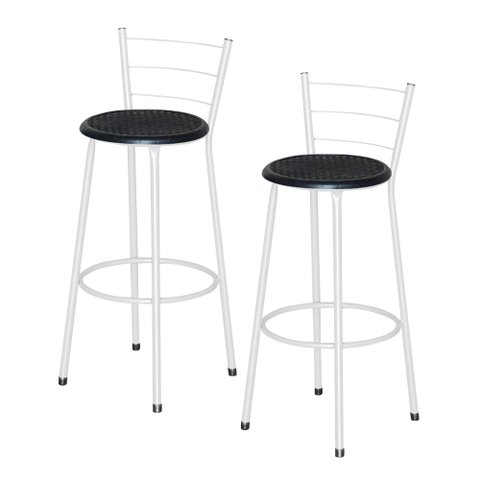 2 Banquetas Alta Epoxi Branca Cristal:preto