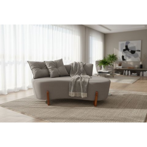 Namoradeira Sofá Feijão Luna 130cm Orgânica Linho Cinza