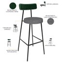 Ver imagem 3 de Banqueta Alta Bar Cozinha Sala De Jantar Milão L02 Facto Verde Musgo Linho Cinza Escuro - Lyam Decor