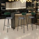 Ver imagem 2 de Banqueta Alta Bar Cozinha Sala De Jantar Milão L02 Facto Verde Musgo Linho Cinza Escuro - Lyam Decor