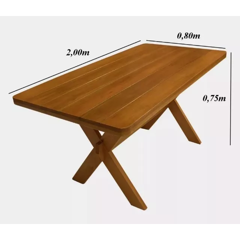 Mesa Em Madeira Maciça Eucalipto 2 Metros