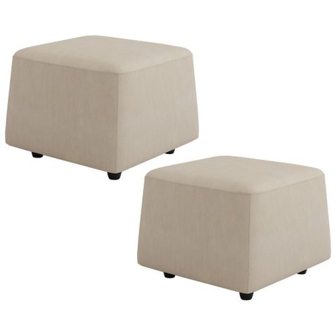 Kit 02 Puff Decorativo Orgânico para Sala Living Morelo M05 Linho Bege - Lyam Decor
