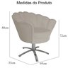 Poltrona Cadeira com Base Giratoria Cromado Pétala Suede Bege - 5