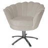 Poltrona Cadeira com Base Giratoria Cromado Pétala Suede Bege - 1