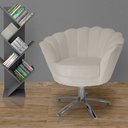 Ver imagem 4 de Poltrona Cadeira com Base Giratoria Cromado Pétala Suede Bege