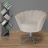 Poltrona Cadeira com Base Giratoria Cromado Pétala Suede Bege - 4
