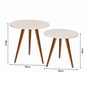 Ver imagem 2 de Conjunto Mesa Lateral Rubi com 2 Mesas Tampo Redondo e Pés Palito para Sala de Estar - Off White
