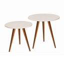 Ver imagem 1 de Conjunto Mesa Lateral Rubi com 2 Mesas Tampo Redondo e Pés Palito para Sala de Estar - Off White