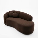 Ver imagem 2 de Sofá Curvo 3 Lugares Orgânico Recepção Sala Estar Confortável Serena Boucle Marrom -vimont Moveis