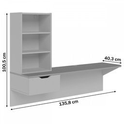 Escrivaninha de Estudo Tech 135cm com 1 Gaveta Branco Fosco Taurani Nobre Colibri Moveis - 3