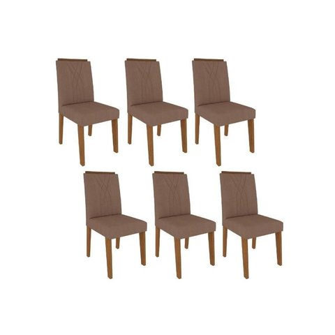 Cadeira Sala de Jantar Nicole Kit 6 Un Savana/Suede Pluma - Cimol