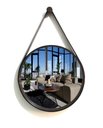 Ver imagem 2 de ESPELHO REDONDO DECORATIVO COM MOLDURA ALÇA DE COURO 50CM CAFÉ