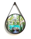 Ver imagem 1 de ESPELHO REDONDO DECORATIVO COM MOLDURA ALÇA DE COURO 50CM CAFÉ