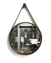 Ver imagem 3 de ESPELHO REDONDO DECORATIVO COM MOLDURA ALÇA DE COURO 50CM CAFÉ