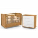 Ver imagem 1 de Jogo de Quarto Infantil Tutto New com Berço e Cômoda 4 Gavetas Freijó/Branco Soft - Matic Móveis
