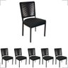 Jogo 6 Cadeiras de Alumínio Corda Sintética Assento 50cm Alt Preto - 1