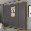 Ver imagem 2 de Guarda Roupa Casal 8 Portas 6 Gavetas Liverpool 8.6 Atacama/Grafite com Espelho e Pés - PR Móveis