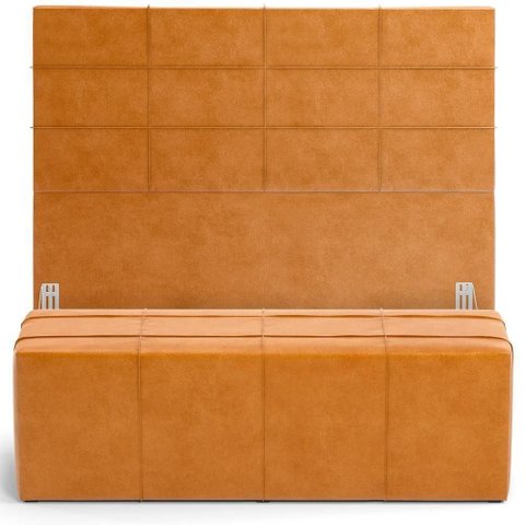 Kit Cabeceira Cama Box King 195cm com Calçadeira Roma W01 Couríssimo Whisky - Lyam