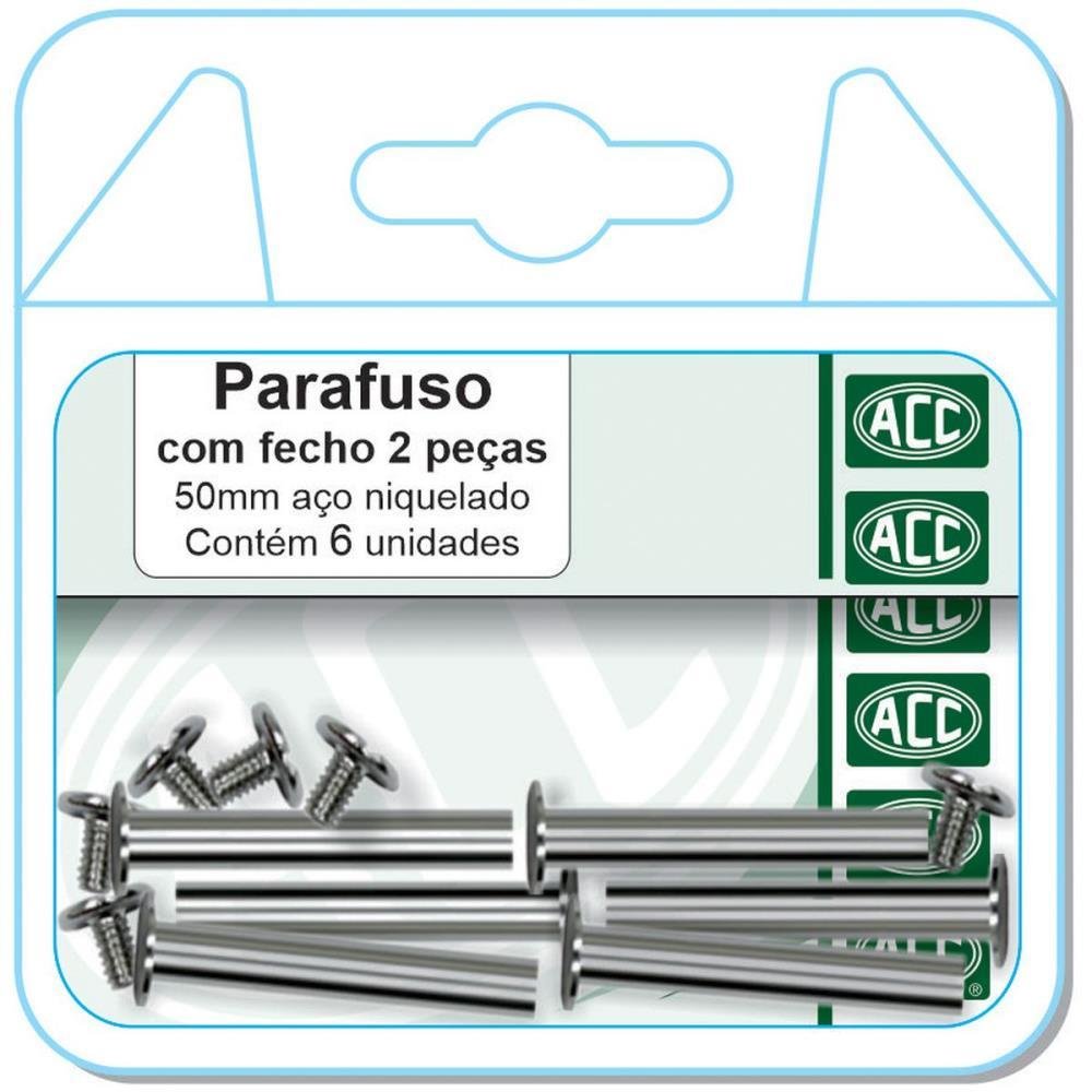 Parafusos P/ Pastas Catalogo 50MM com Fecho C/6NIDADES ACC