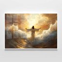 Ver imagem 3 de Quadro Decorativo Jesus sobre As Águas em Fúria Sala Quarto Casa Escritório